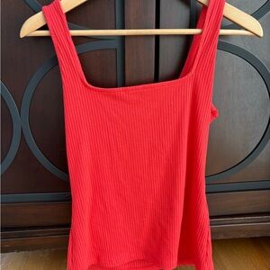 INC International Concepts Red Ribbed Tank Top